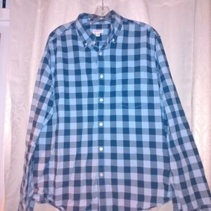 merona blue checkered long sleeve lumberjack button-up shirt